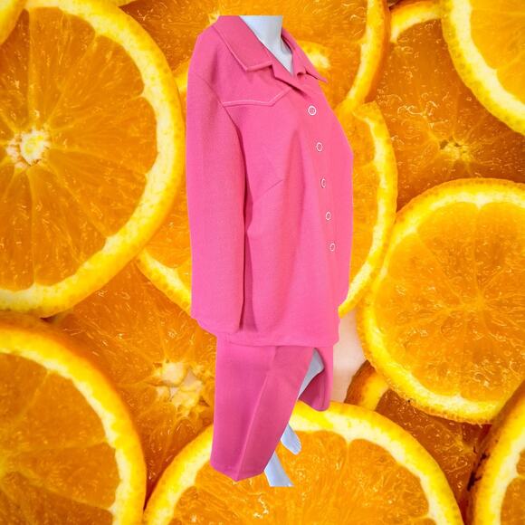 Catherine's Pink Pants Suit with button Up Top and Matching Bottom - Picture 1 of 7